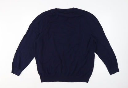 Club Room Men’s Blue 3XL Robot Graphic Pima Cotton Crew Neck Jumper
