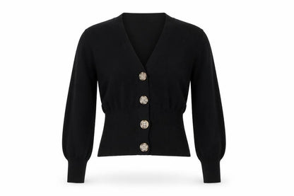 Philosophy Women’s Black Size S Button Front V-Neck Knit Cardigan