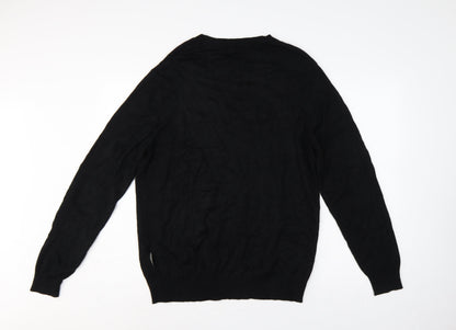 French Connection Men's Black XL Crew Neck Logo Knit Pullover Jumper