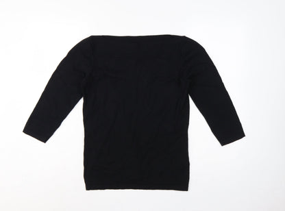 Next Women's Black UK 12 Boat Neck Long Sleeve Knit Tunic Jumper