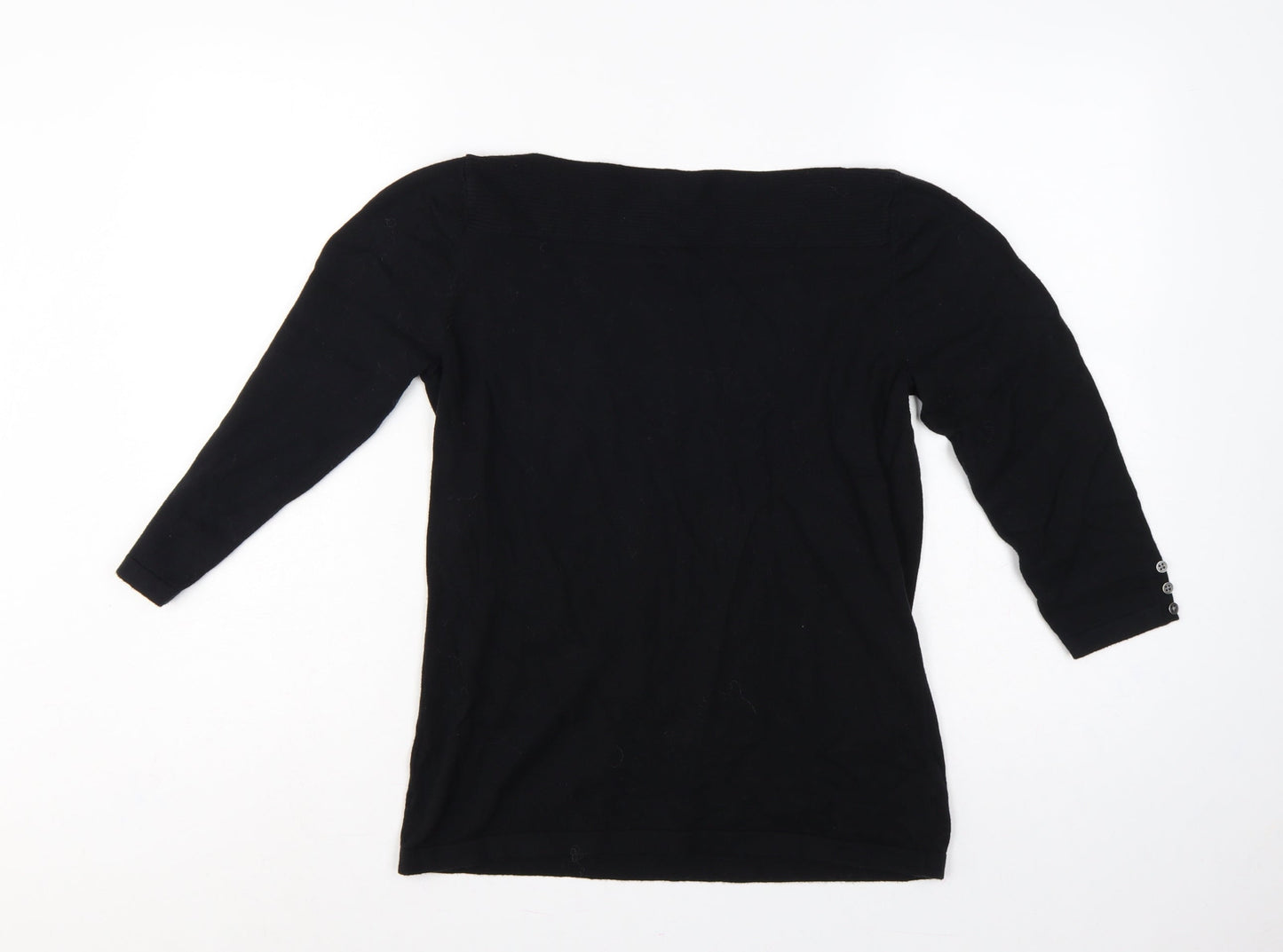 Next Women's Black UK 12 Boat Neck Long Sleeve Knit Tunic Jumper