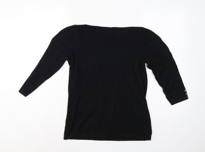Next Women's Black UK 12 Boat Neck Long Sleeve Knit Tunic Jumper