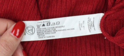 Debenhams Women’s Red Roll Neck Knit Pullover Jumper Size 16