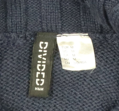 H&M Divided Women’s Blue M Cropped Roll Neck Raglan Knit Jumper