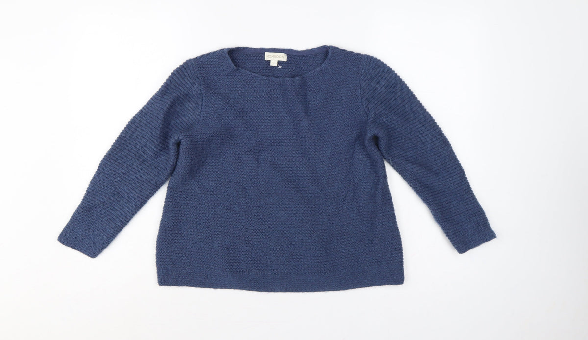 Monsoon Women’s Blue Size S Knit Raglan Sleeve Round Neck Pullover Jumper