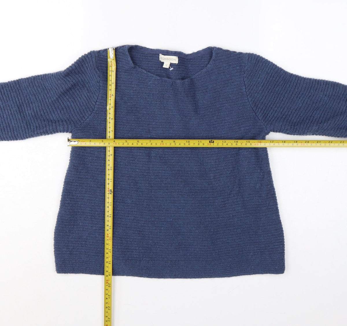 Monsoon Women’s Blue Size S Knit Raglan Sleeve Round Neck Pullover Jumper