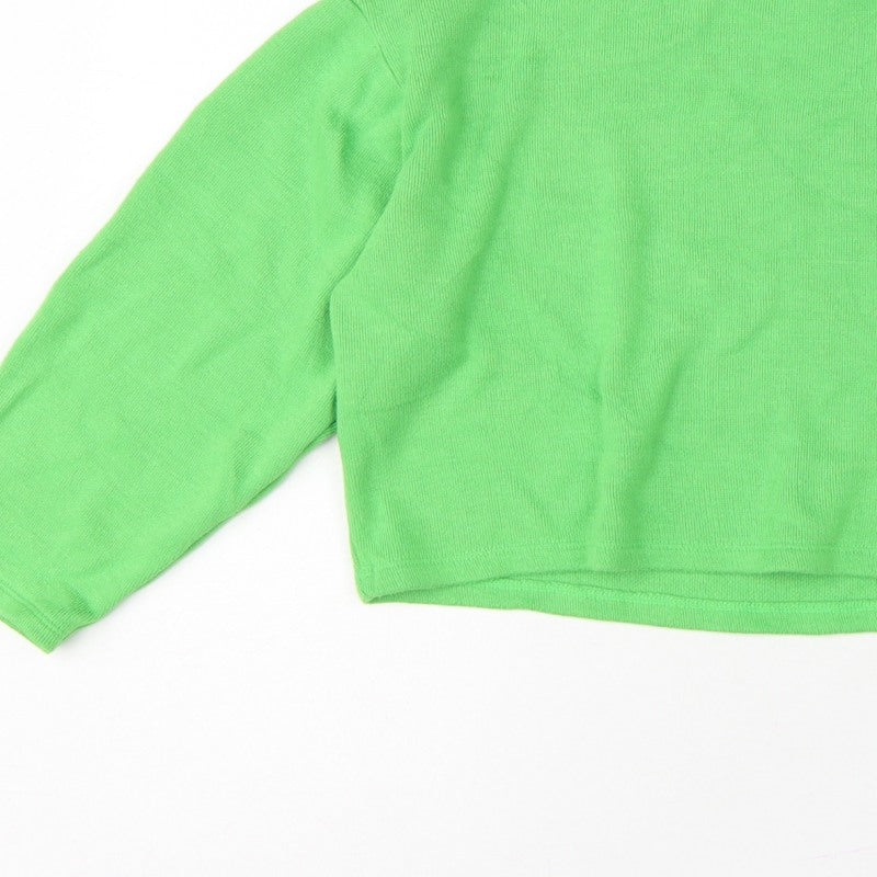 Zara Women Green High Neck Cropped Knit Jumper Size S Balloon Sleeve