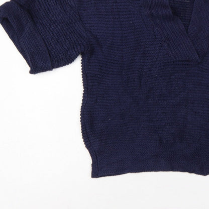 Monsoon Women’s Blue L Chunky Knit Collared Kimono Sleeve Jumper