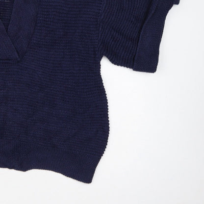 Monsoon Women’s Blue L Chunky Knit Collared Kimono Sleeve Jumper