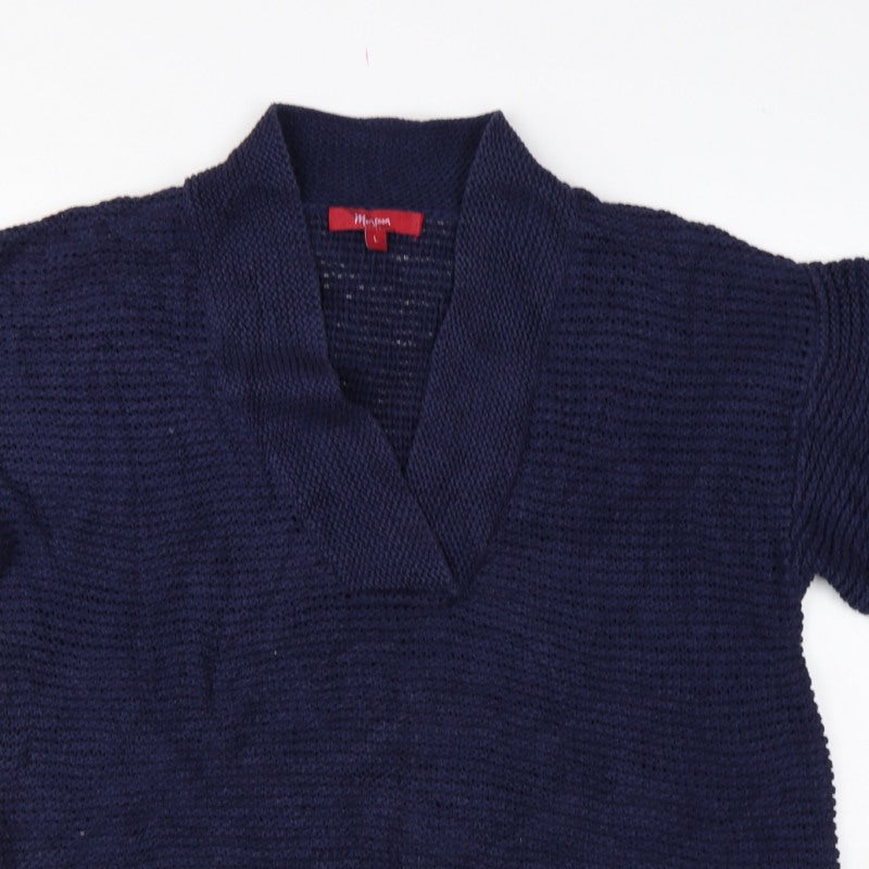 Monsoon Women’s Blue L Chunky Knit Collared Kimono Sleeve Jumper