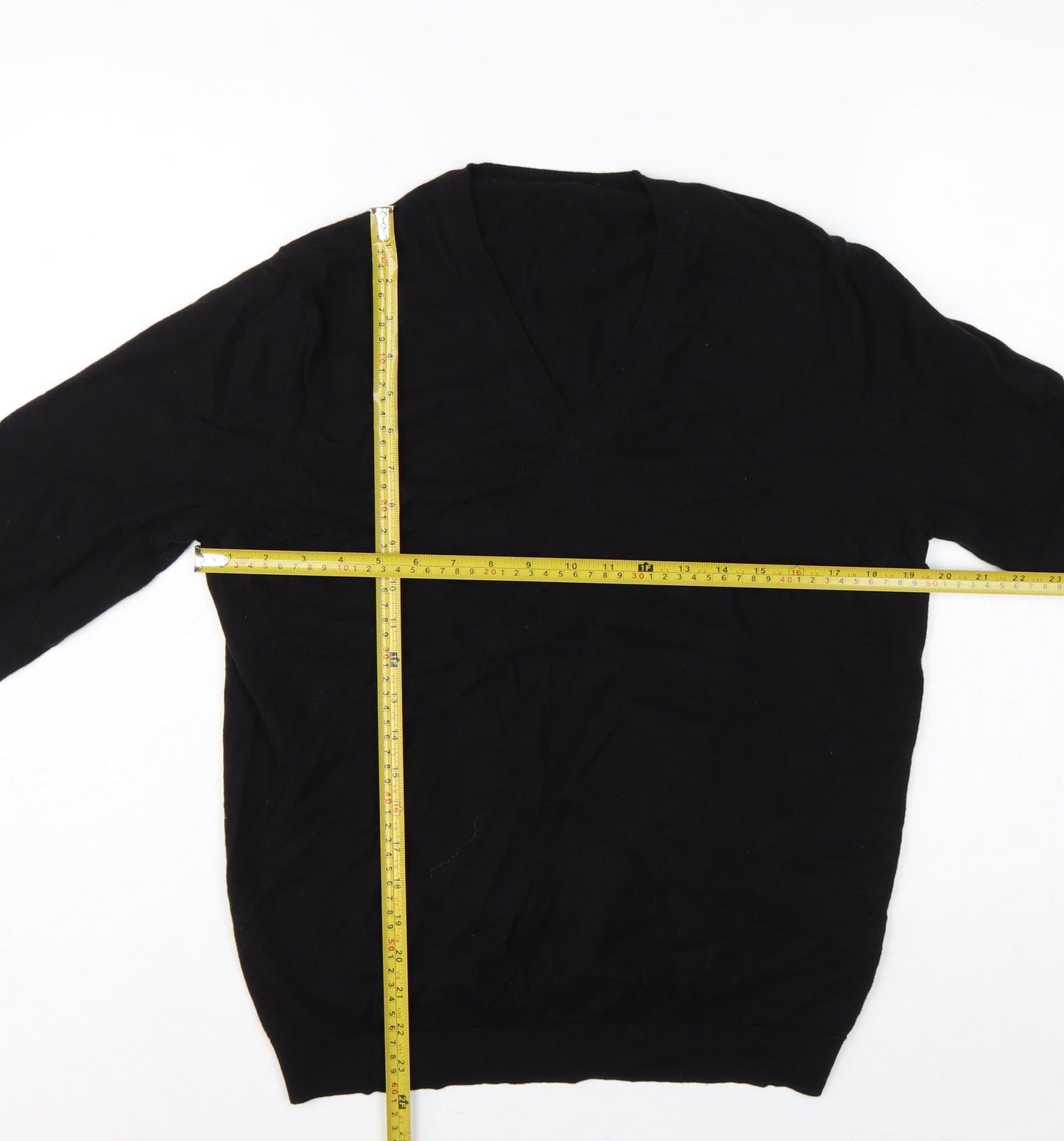 Calvin Klein Men’s Black M Cotton Cashmere V-Neck Pullover Jumper