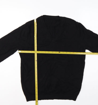Calvin Klein Men’s Black M Cotton Cashmere V-Neck Pullover Jumper