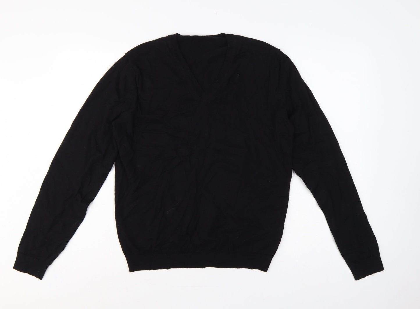 Calvin Klein Men’s Black M Cotton Cashmere V-Neck Pullover Jumper