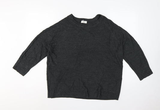Jacqueline de Yong Women’s Grey S Crew Neck Balloon Sleeve Knit Jumper