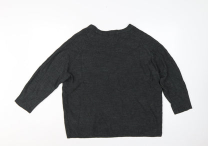 Jacqueline de Yong Women’s Grey S Crew Neck Balloon Sleeve Knit Jumper