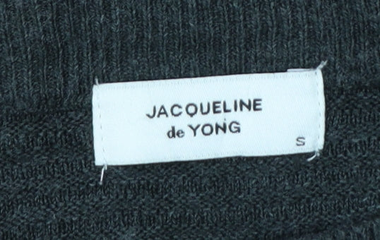 Jacqueline de Yong Women’s Grey S Crew Neck Balloon Sleeve Knit Jumper