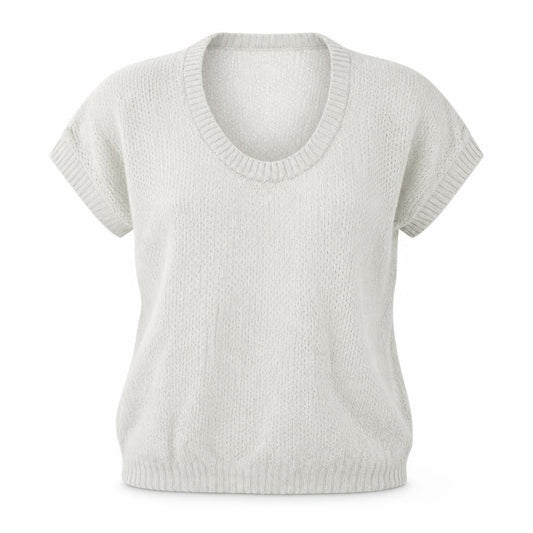 Topshop Women Grey UK 12 Short Sleeve Scoop Neck Open Knit Jumper