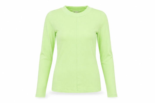 Topshop Women Green UK 8 Basic Ribbed Mock Neck Long Sleeve T-Shirt