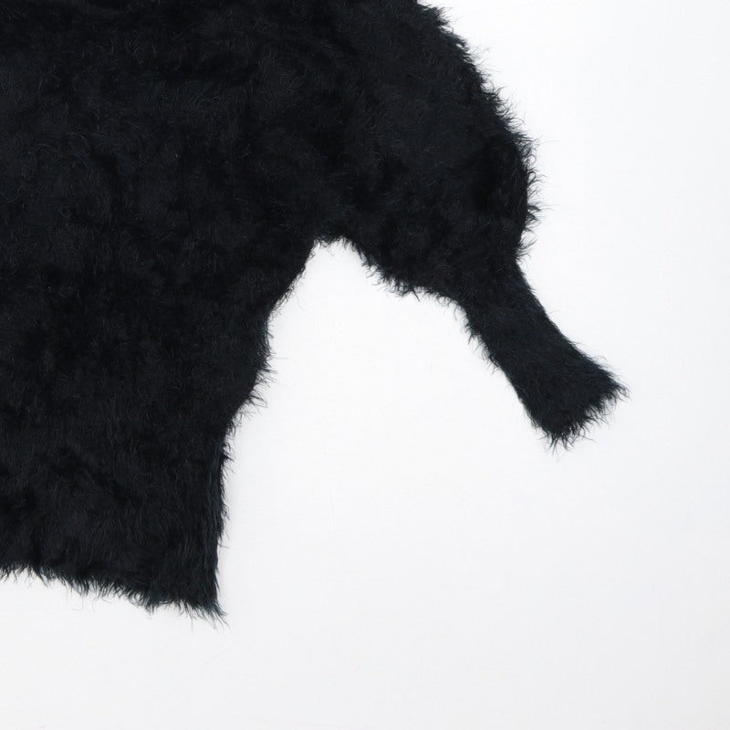 Forcast Women’s Black XS Fuzzy Knit 3/4 Sleeve Pullover Jumper