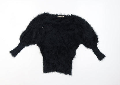 Forcast Women’s Black XS Fuzzy Knit 3/4 Sleeve Pullover Jumper