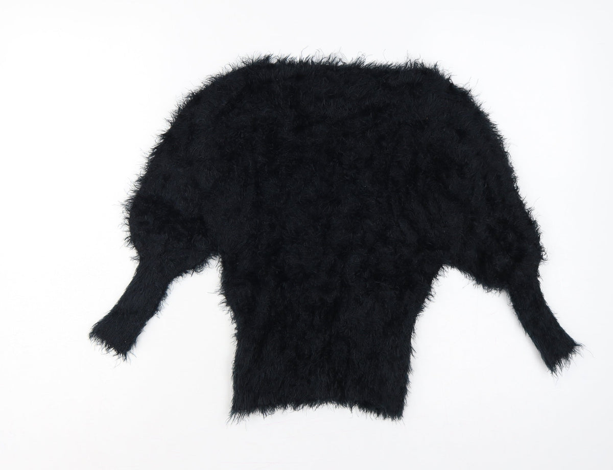 Forcast Women’s Black XS Fuzzy Knit 3/4 Sleeve Pullover Jumper