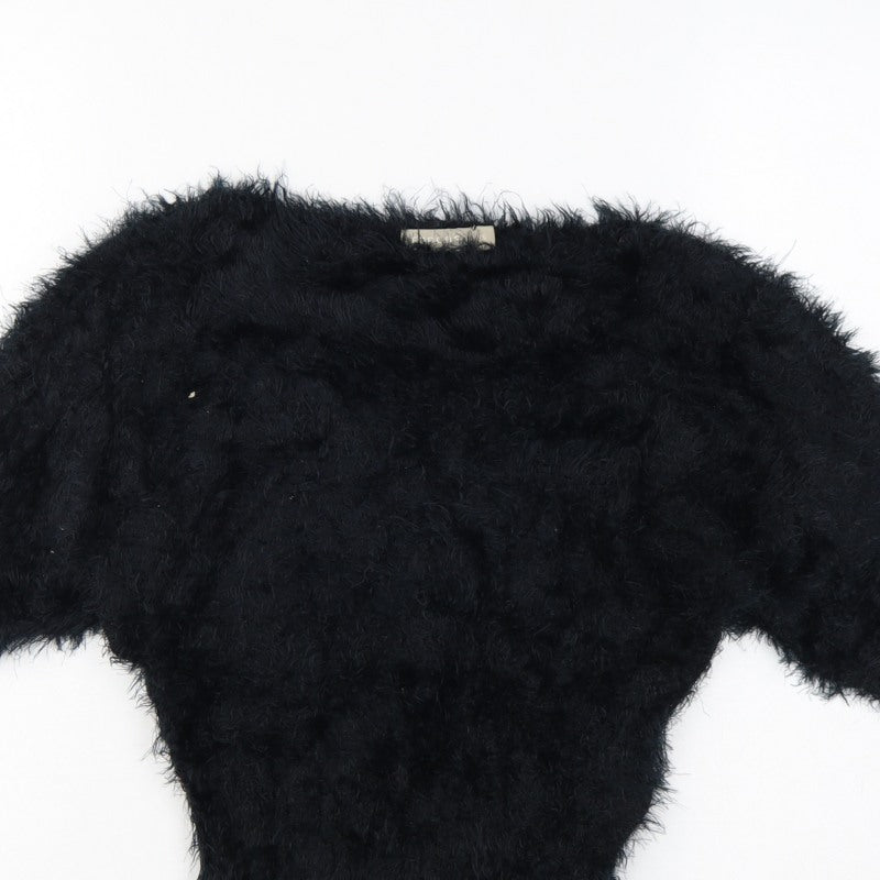 Forcast Women’s Black XS Fuzzy Knit 3/4 Sleeve Pullover Jumper