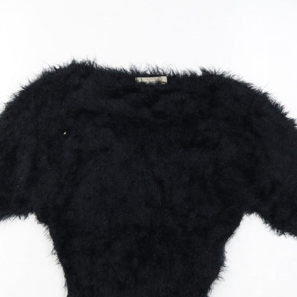 Forcast Women’s Black XS Fuzzy Knit 3/4 Sleeve Pullover Jumper