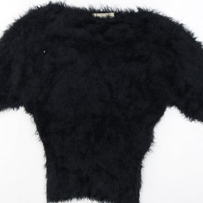 Forcast Women’s Black XS Fuzzy Knit 3/4 Sleeve Pullover Jumper