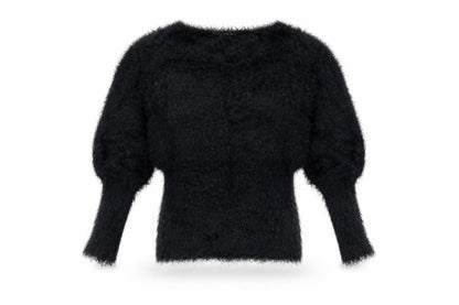 Forcast Women’s Black XS Fuzzy Knit 3/4 Sleeve Pullover Jumper