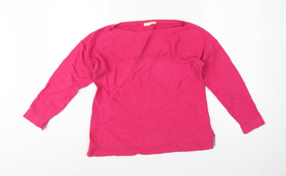 White Stuff Women Pink UK 12 Cotton Knit Round Neck Pullover Jumper
