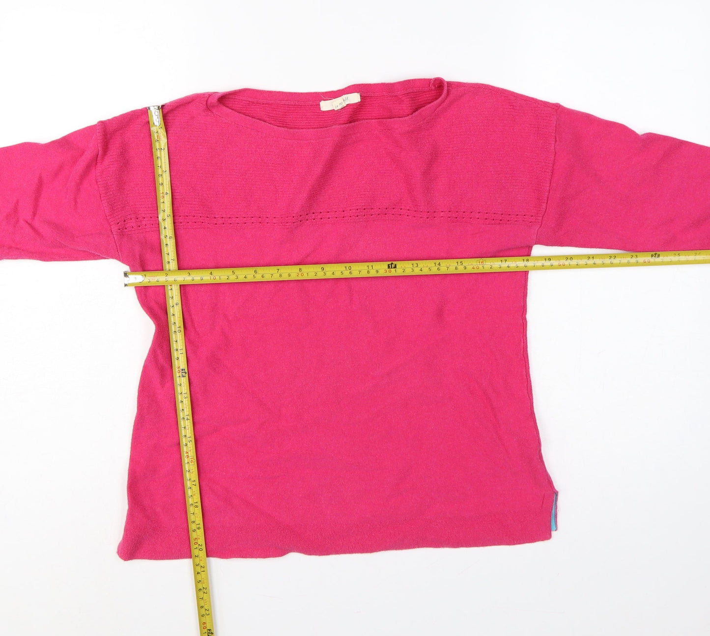 White Stuff Women Pink UK 12 Cotton Knit Round Neck Pullover Jumper
