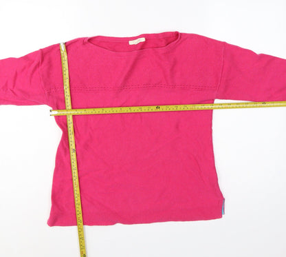 White Stuff Women Pink UK 12 Cotton Knit Round Neck Pullover Jumper