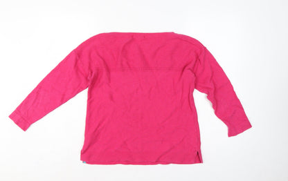 White Stuff Women Pink UK 12 Cotton Knit Round Neck Pullover Jumper