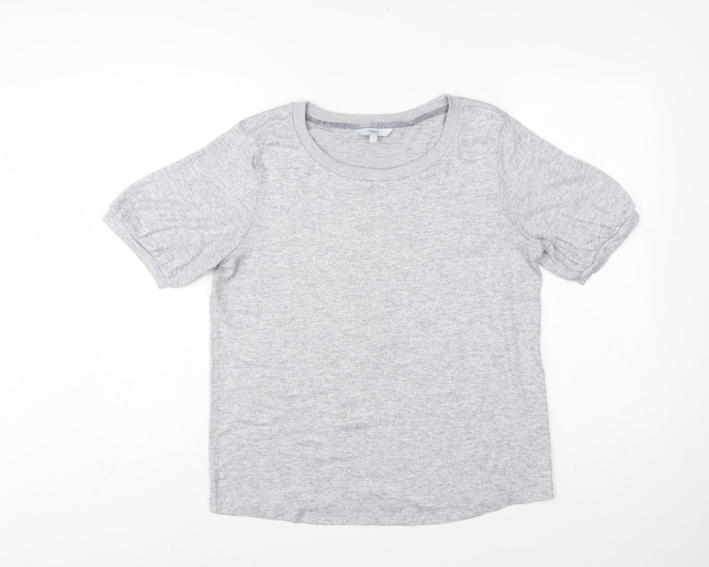 Next Women Grey Size 14 Basic Puff Sleeve Crew Neck Jersey T-Shirt