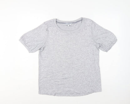 Next Women Grey Size 14 Basic Puff Sleeve Crew Neck Jersey T-Shirt