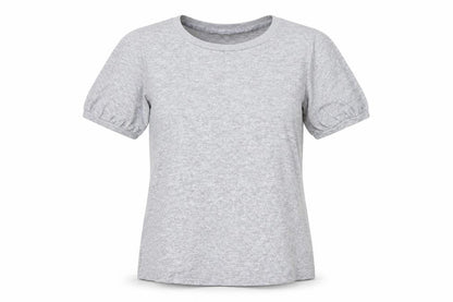 Next Women Grey Size 14 Basic Puff Sleeve Crew Neck Jersey T-Shirt