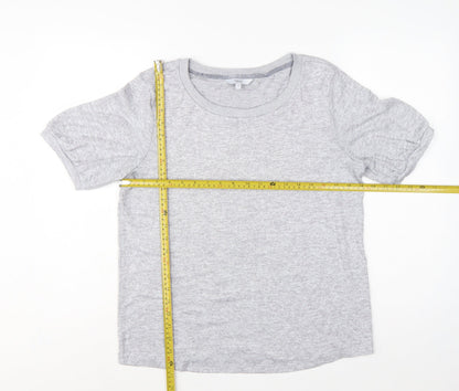 Next Women Grey Size 14 Basic Puff Sleeve Crew Neck Jersey T-Shirt