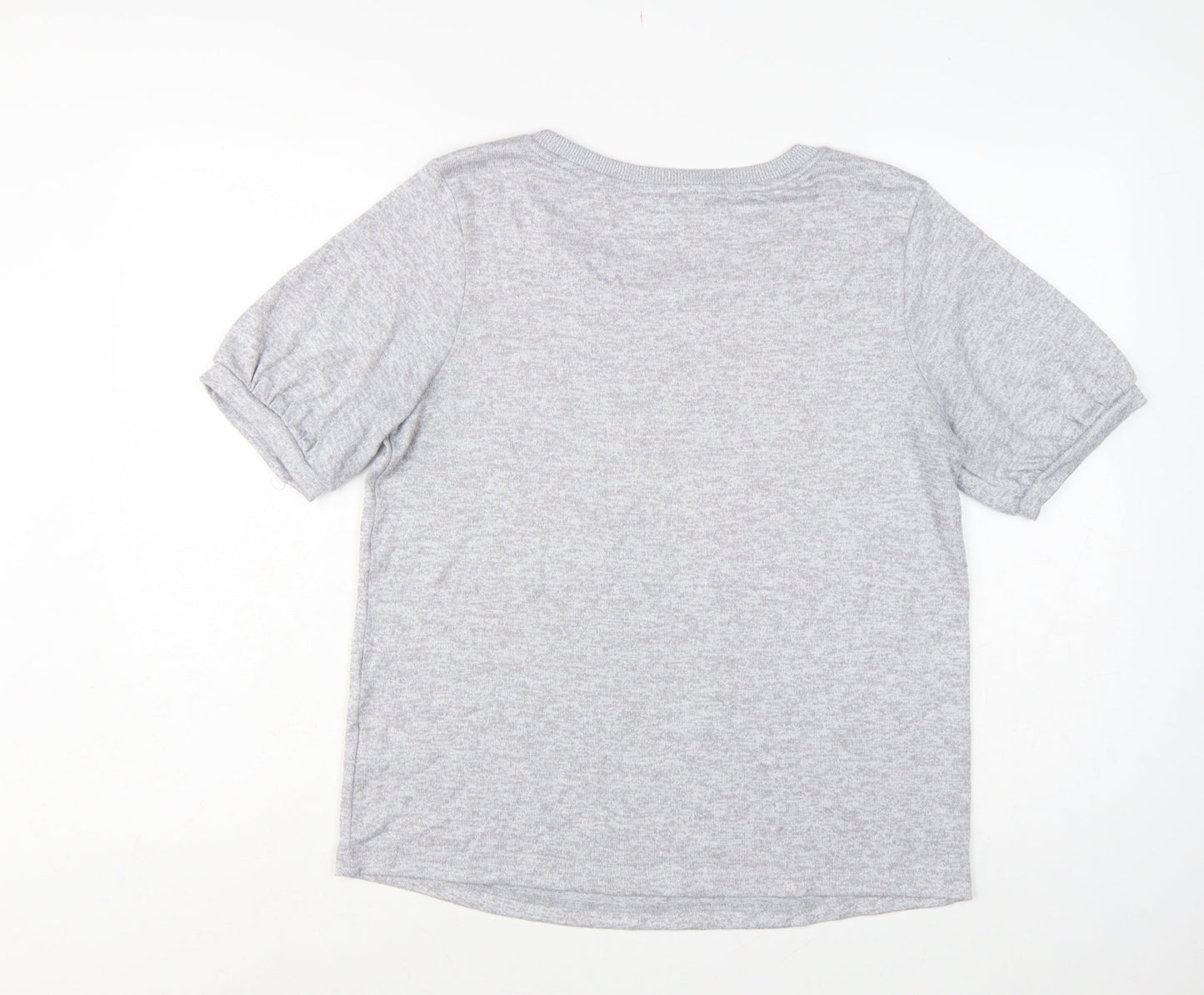Next Women Grey Size 14 Basic Puff Sleeve Crew Neck Jersey T-Shirt