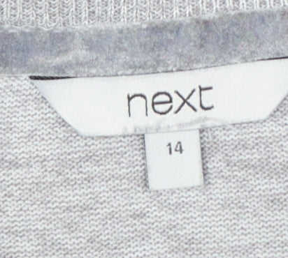 Next Women Grey Size 14 Basic Puff Sleeve Crew Neck Jersey T-Shirt