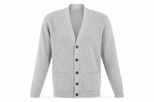 Marks and Spencer Men Grey XL Long Cotton Blend Rib Knit Cardigan
