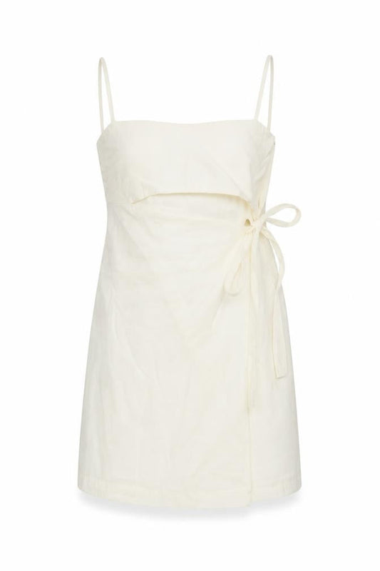Zara Women Ivory M Wrap Mini Dress Adjustable Straps Tie Waist