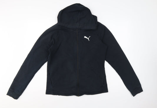 Puma Women’s Black UK 12 Full Zip Hooded Logo Sweatshirt