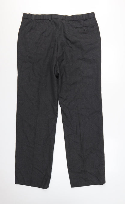 St Michael Men’s Grey Wool Blend Dress Trousers 40in 33in Leg Vintage