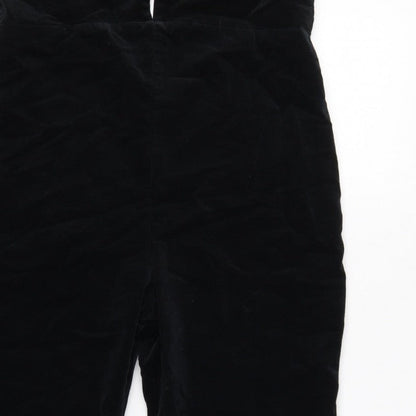 Topshop Women Black UK 14 Velvet V-Neck Backless Flared Jumpsuit