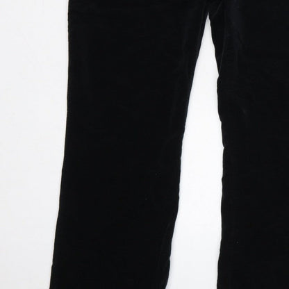 Topshop Women Black UK 14 Velvet V-Neck Backless Flared Jumpsuit