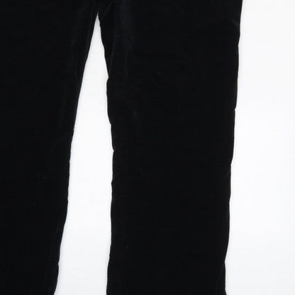 Topshop Women Black UK 14 Velvet V-Neck Backless Flared Jumpsuit