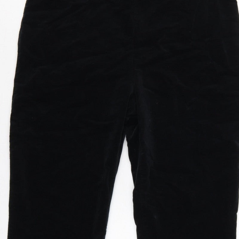 Topshop Women Black UK 14 Velvet V-Neck Backless Flared Jumpsuit