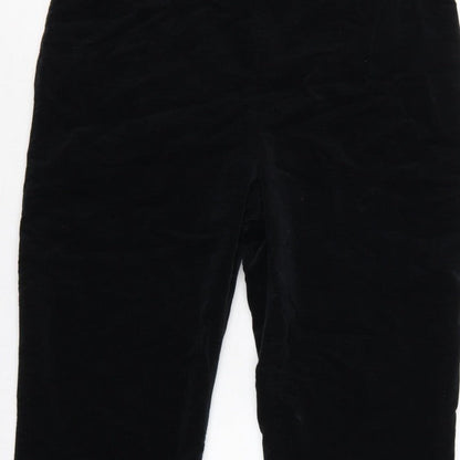 Topshop Women Black UK 14 Velvet V-Neck Backless Flared Jumpsuit