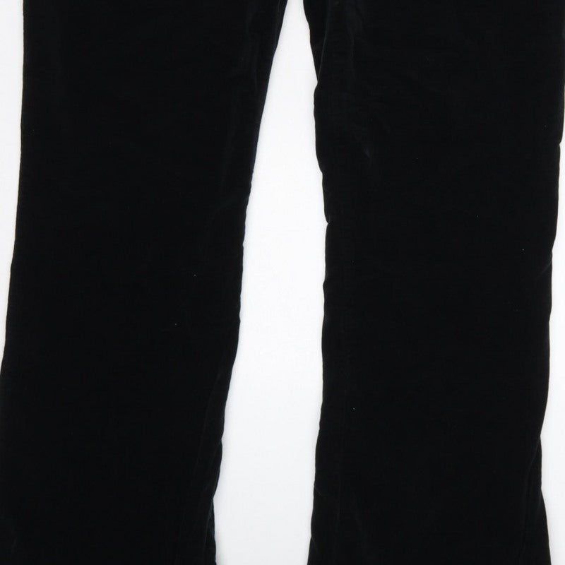 Topshop Women Black UK 14 Velvet V-Neck Backless Flared Jumpsuit