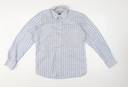 Barbour Men’s Blue Check Cotton Regular Fit Button-Down Shirt Size S